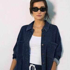 Z supply all day knit denim jacket indigo size xs NWT